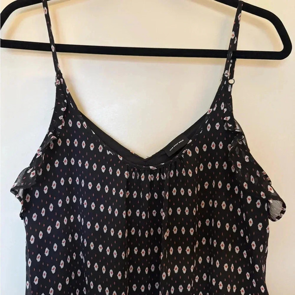 Who What Wear Spaghetti Strap Sheer Black Maxi with White & Red Print Size M - Picture 2 of 7